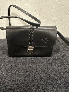 Patricia Nash Black Leather Crossbody Bag with Woven Accent